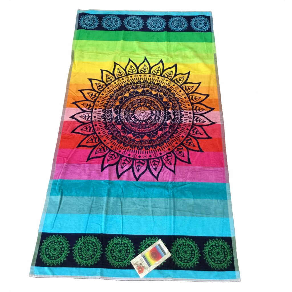 Regenboden Mandala, XL-Strandtuch
