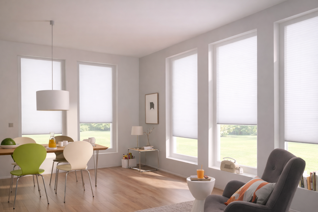 Luxaflex Fenster Plissée Light nach Mass, LBB24, Stoff Crêpe Re-life FR