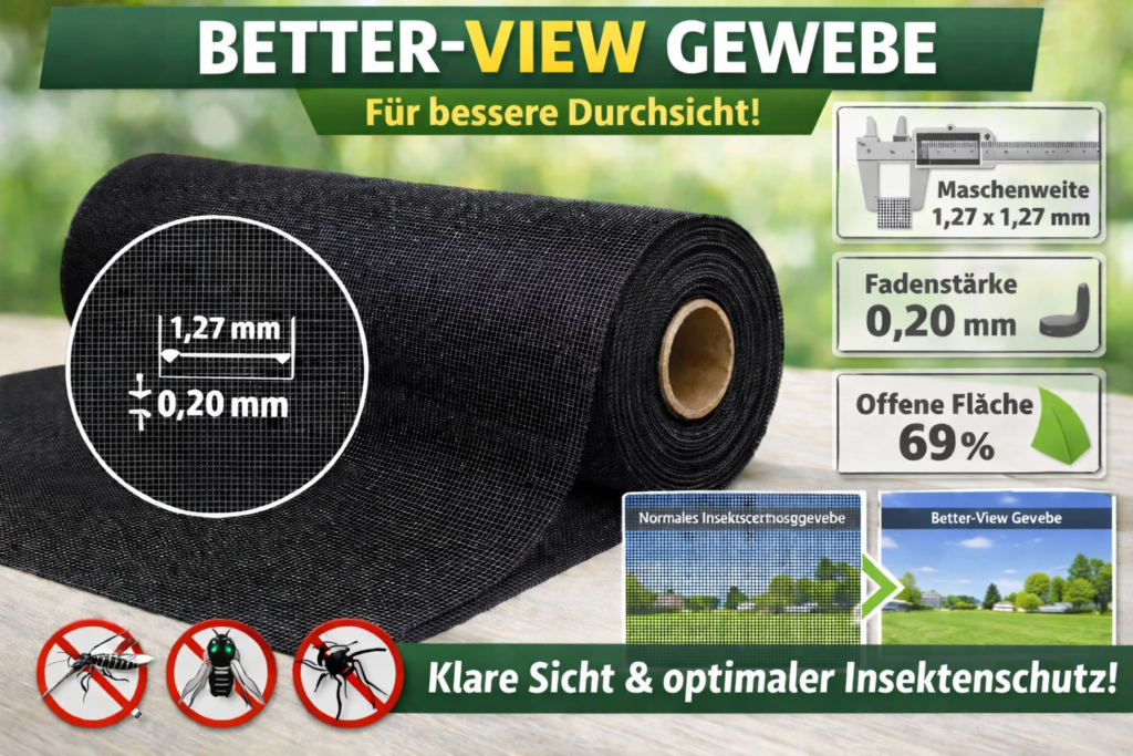 Insektenschutzgewebe Better-View Schwarz, Rollenware