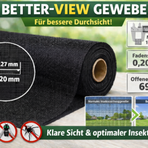 Insektenschutzgewebe Better-View Schwarz, Rollenware