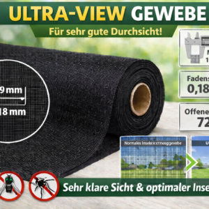 Insektenschutzgewebe Ultra-View Schwarz, Rollenware