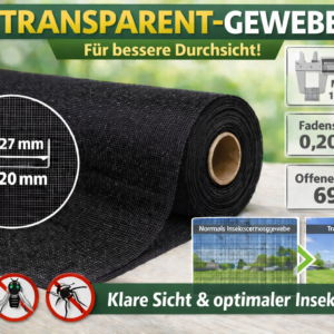Insektenschutz "Transparent-Gewebe" Schwarz, Rollenware K-Insect