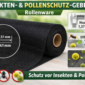 Insekten- und Pollenschutzgewebe Schwarz, Rollenware