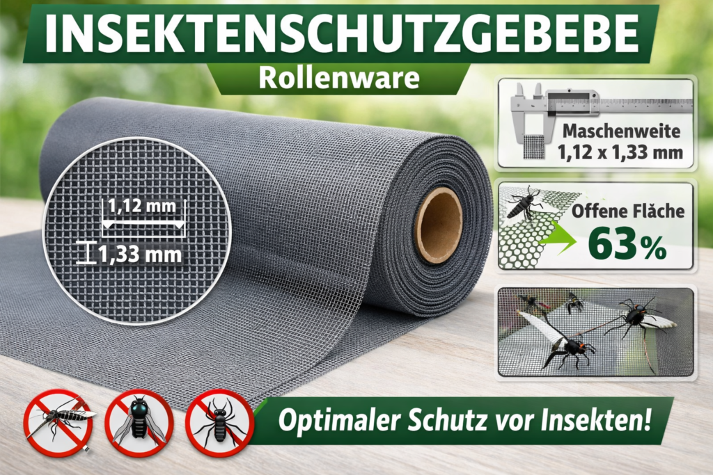 Insektenschutz Fiberglasgewebe Grau, Rollenware K-Insect