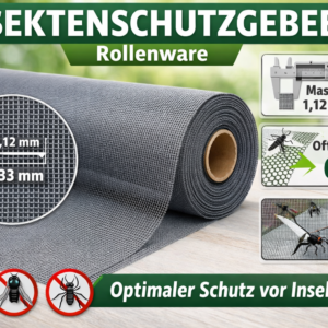 Insektenschutz Fiberglasgewebe Grau, Rollenware
