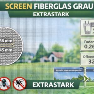 Insektenschutzgewebe Fiberglas-Screen grau, Rollenware