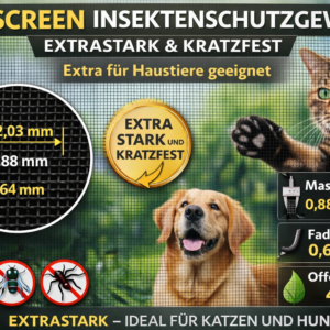 Insektenschutzgewebe Pet-Screen schwarz, Rollenware