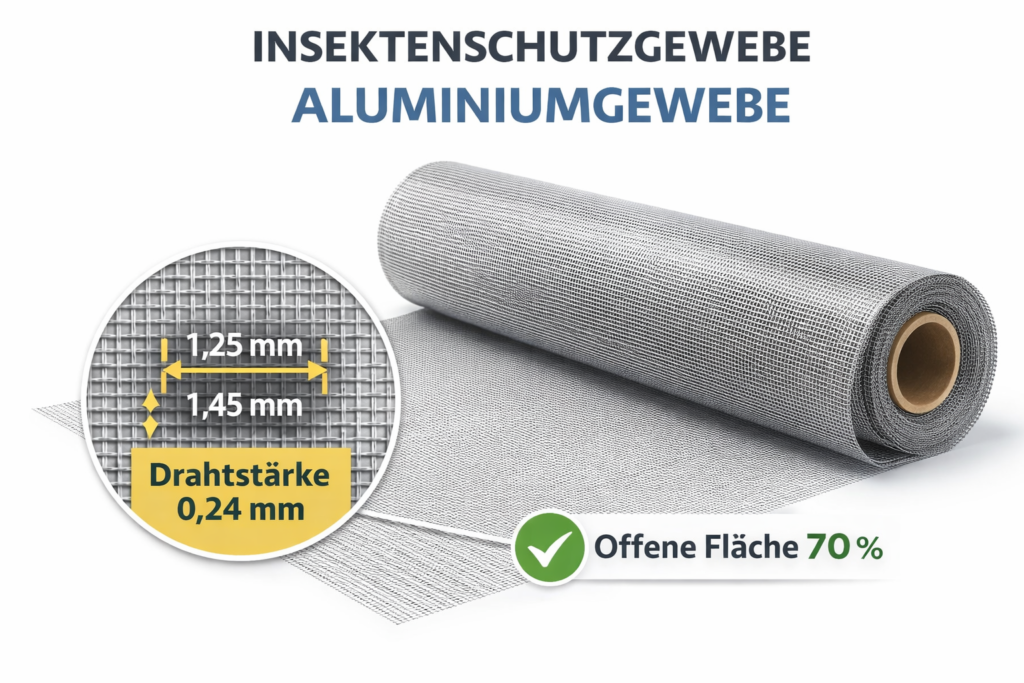 Insektenschutzgewebe Aluminium natur, Rollenware