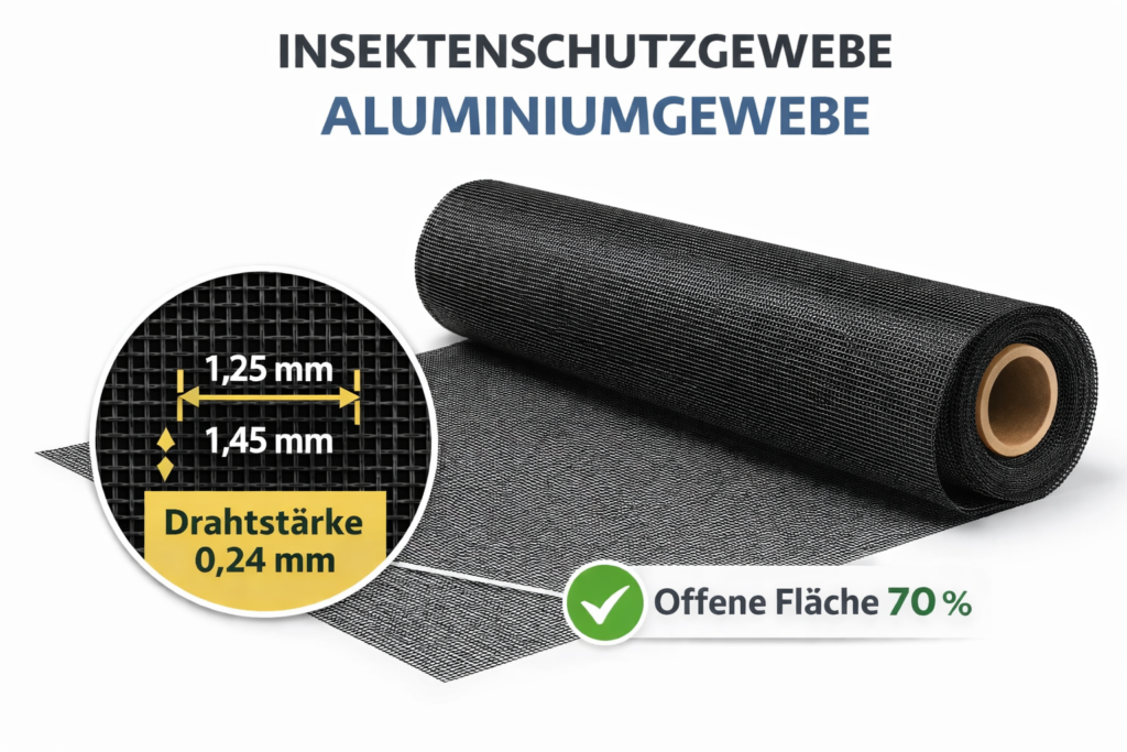 Insektenschutzgewebe Aluminium schwarz, Rollenware