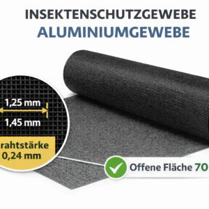 Insektenschutzgewebe Aluminium schwarz, Rollenware