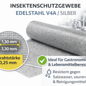 Insektenschutzgewebe Steel Edelstahl V4A silber, Rollenware