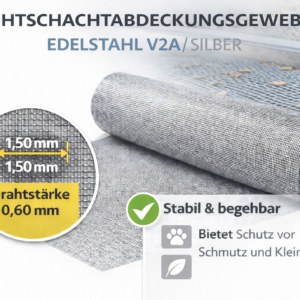 Gewebe für Lichtschachtabdeckungen Edelstahl silber V2A, Rollenware