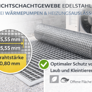 Gewebe für Lichtschachtabdeckungen Edelstahl silber V2A bei Heizungsräumen, Rollenware