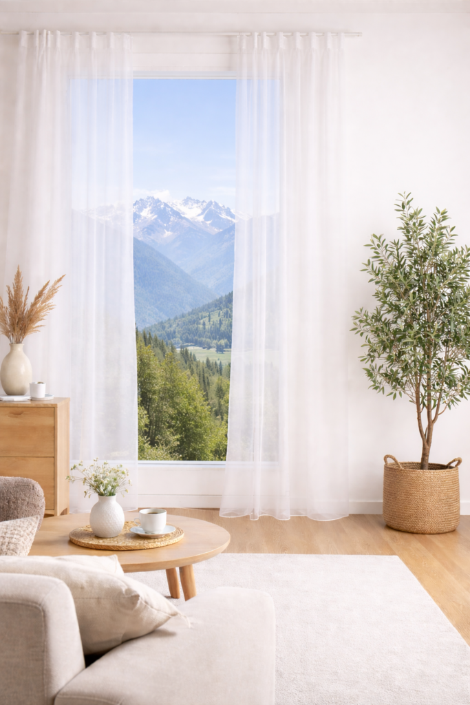 Voile Panorama, Tagvorhang mit Beschwerungsband, diverse Farben
