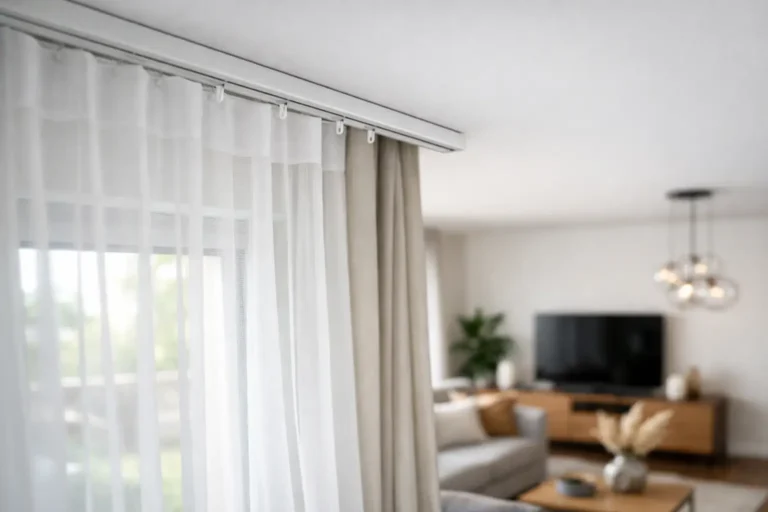 Vorhangschienen Deckenmontage im Wohnzimmer