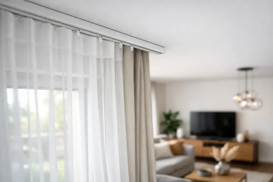 Vorhangschienen Deckenmontage im Wohnzimmer